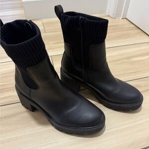 Steve Madden Black Heeled Boots with Knit Upper